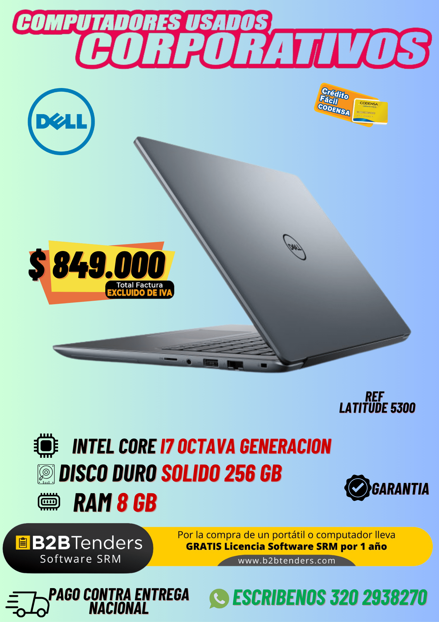 Dell Latitude 5300 i7 8va | 8GB RAM | Excluido de IVA